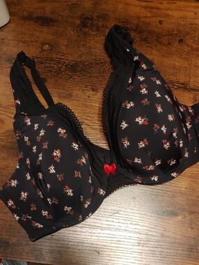 NWOT 40D Cacique pinup Style Black Floral Padded Underwire Bra